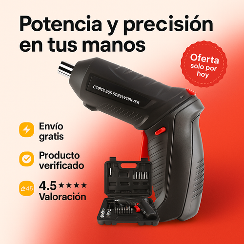 Destornillador Inalámbrico + 45 piezas gratis